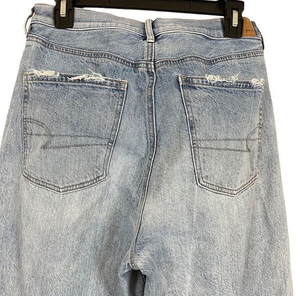 American Eagle Baggy Jean Womens Medium Wash High Rise Blue Jeans sz 10 Long - Picture 13 of 16